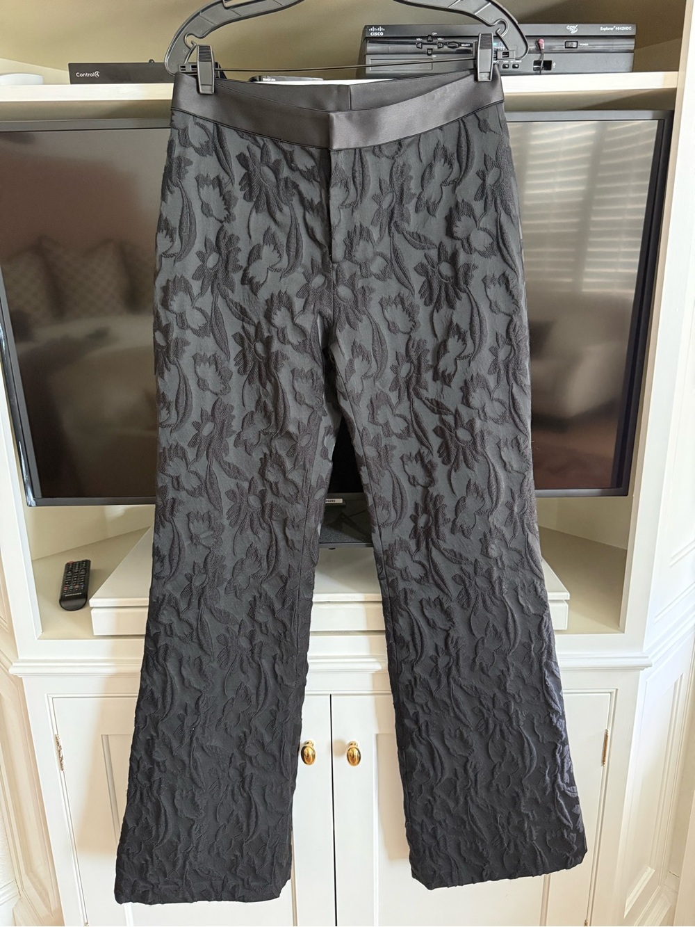 Alexis Black Floral Jacquard Dress Pants